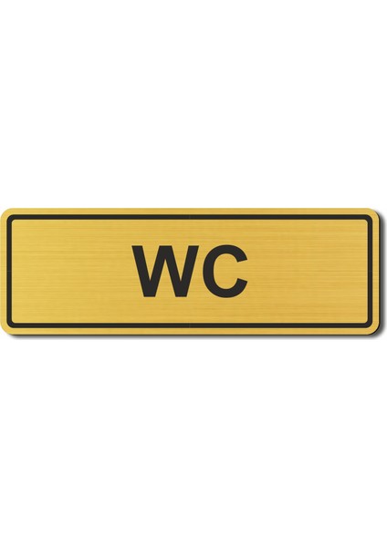 Wc Tuvalet Kapı Yönlendirme Levhası 15 cm x 5 cm Altın Renkli Rezopal Levha
