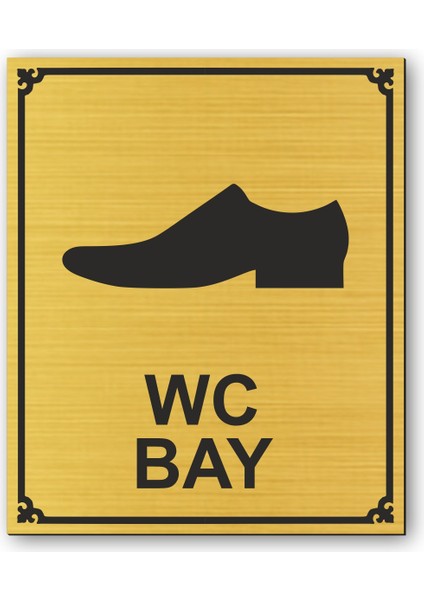 Wc Bay Tuvalet Kapı Yönlendirme Levhası 12 cm x 10 cm Altın Renkli Rezopal Levha