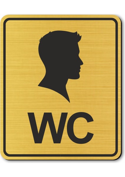 Wc Bay Tuvalet Kapı Yönlendirme Levhası 10 cm x 12 cm Altın Renkli Rezopal Levha