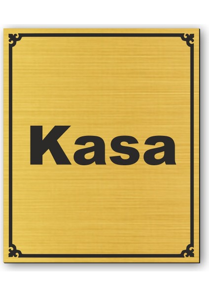Kasa Kapı Yönlendirme Levhası 12 cm x 10 cm Altın Renkli Rezopal Levha