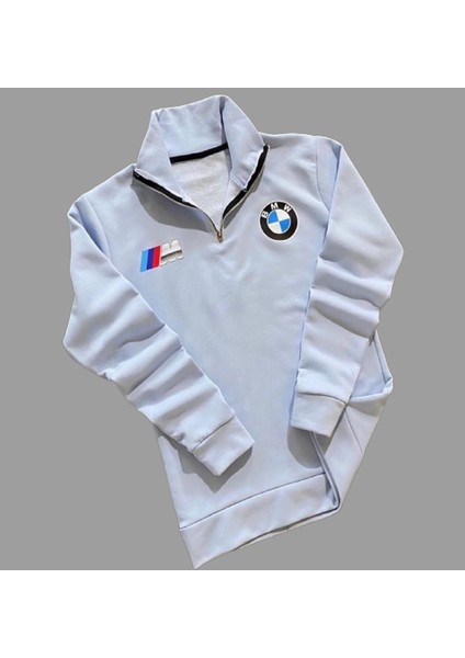 Amor Man Yarım Fermuarlı Dik Yaka Bmw Dijital Baskılı Dar Kesim Outdoor Erkek Sweatshirt