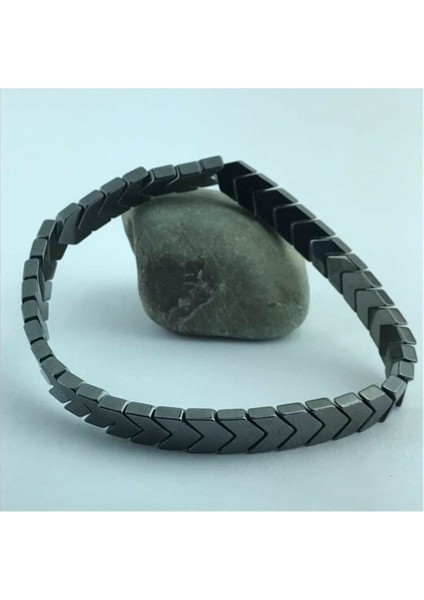 Doğaltaş Unisex Gri Hermes Hematit Ok Bileklik
