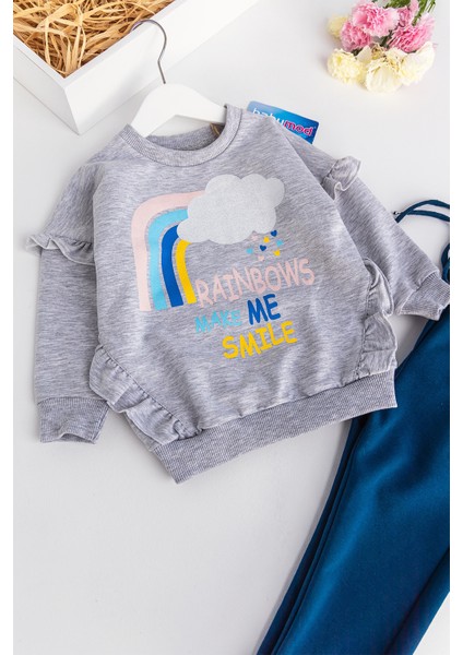 Gökkuşağı Desenli Kız Çocuk Eşofman Takımı fiyatları