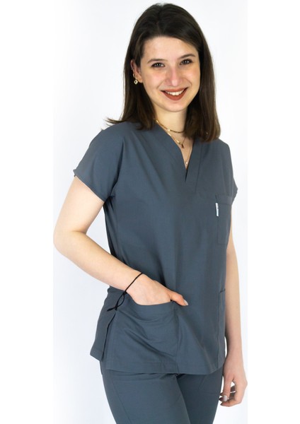 Likralı Forma Hemşire Doktor Üniforma Füme Flexcool fiyatları