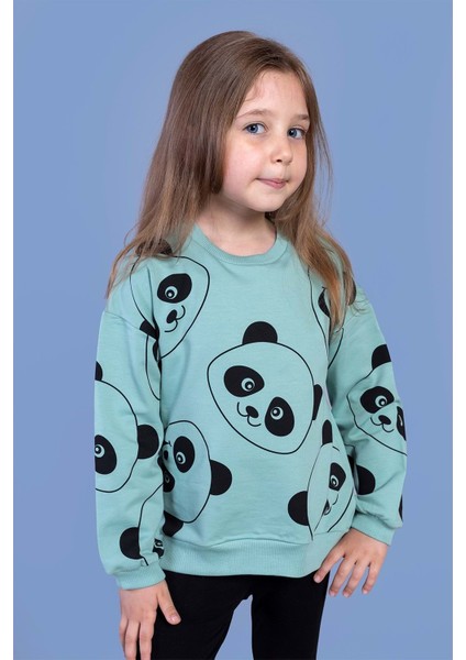 Toontoy Kız Çocuk Panda Baskılı Sweatshirt