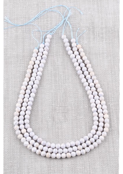 Mavi Dantelli Akik Doğal Taş Dizi 7 mm Küre Kesim