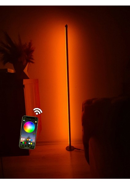 Dekoratif Rgb LED Lambader Yuvarlak Şık Taban Telefon Kontrol Bluetooth