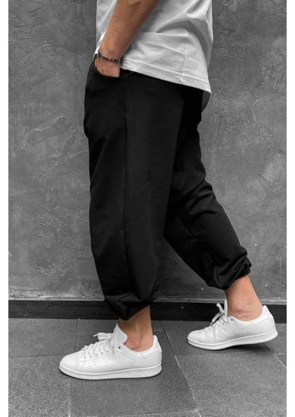 Erkek Siyah Oversize Rahat Kesim Eşofman Oversize Eşofman