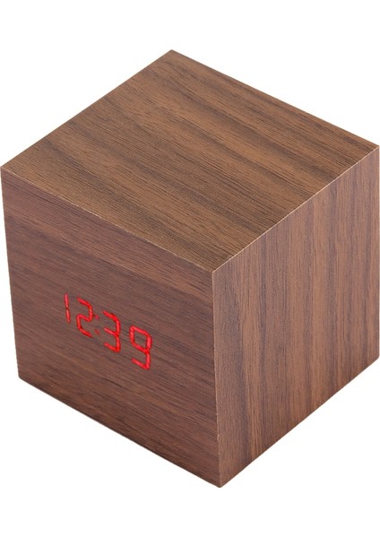 Ahşap Saat Masası Masa LED Dijital Ekran Çalar Saat - Kahverengi (Yurt Dışından)