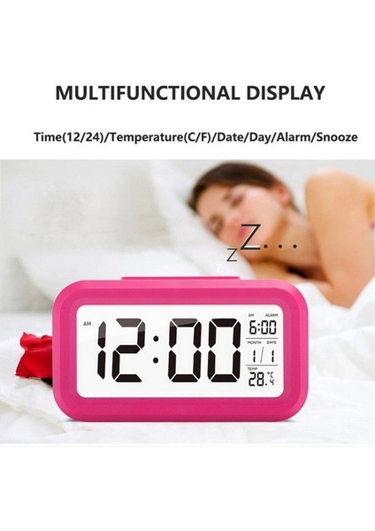 Sıcaklık Tipi Tembel Erteleme Alarmı Arkadan Aydınlatmalı Elektronik Saat - Kırmızı Gül (Yurt Dışından)