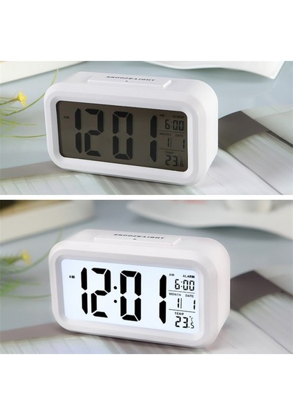 Sıcaklık Tipi Tembel Erteleme Alarmı Arkadan Aydınlatmalı Elektronik Saat - Beyaz (Yurt Dışından)