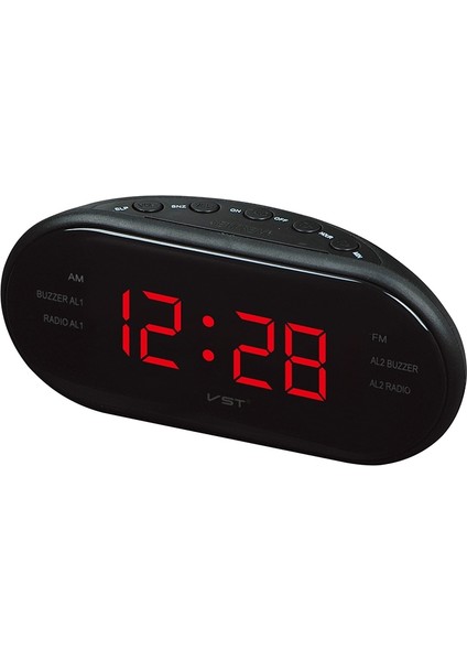 Oval Radyo LED Dijital Çalar Saat - Kırmızı (Yurt Dışından)
