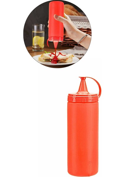 Plastik Kolay Kullanım Ketçap Sos Şişesi Sızdırmaz Sıvı Yağlık Şişe 400 ml.