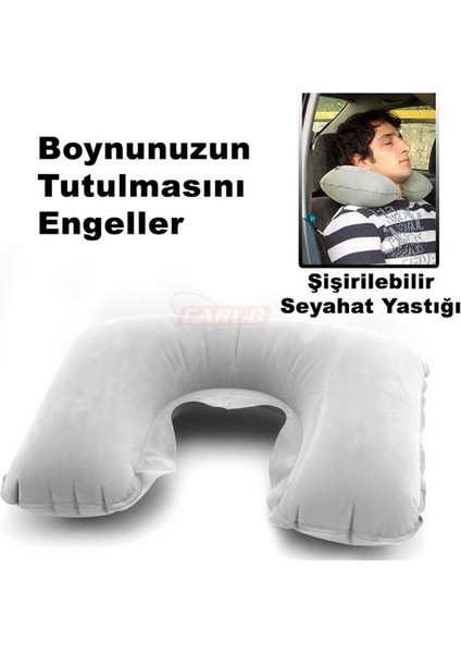 Seyahat Boyun Desteği Şişirilebilir Gri