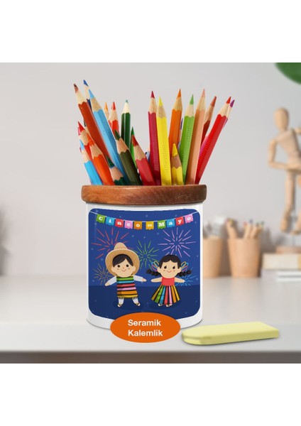 Cinco De Mayo Iki Arkadaş Ahşap Seramik KALEMLIK-2147796394