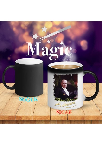 Madalyalı Sivil Mustafa Kemal Atatürk Sihirli Kupa BARDAK-R295