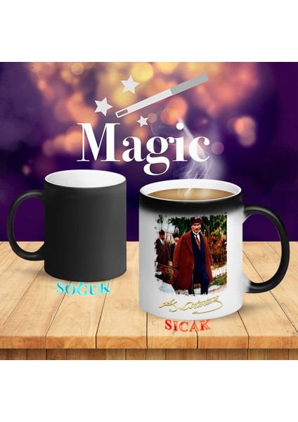 Atatürk'ün Paltolu Pozu Sihirli Kupa BARDAK-ATATURK78