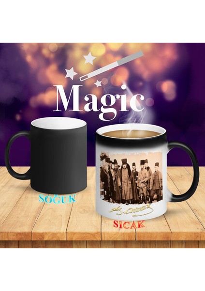 Kemal Atatürk'ün Paltolu Duruşu Sihirli Kupa BARDAK-ATATURK702