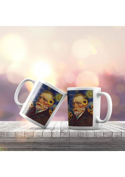 Çiçek Sakal Vincent Van Gogh Baskılı Fincan Kupa Bardak -KB245