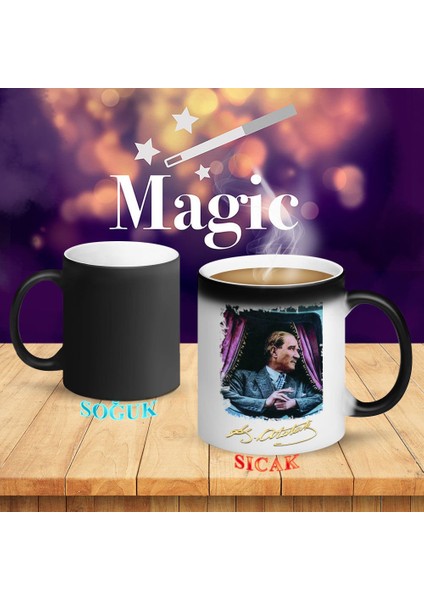 Tren Penceresinden Bakan Mustafa Kemal Atatürk Sihirli Kupa BARDAK-R144