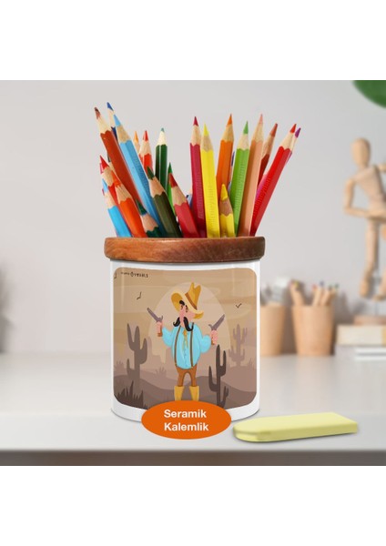Çölde Çiftçi Ahşaplı Seramik Kalemlik - 4e1595a30