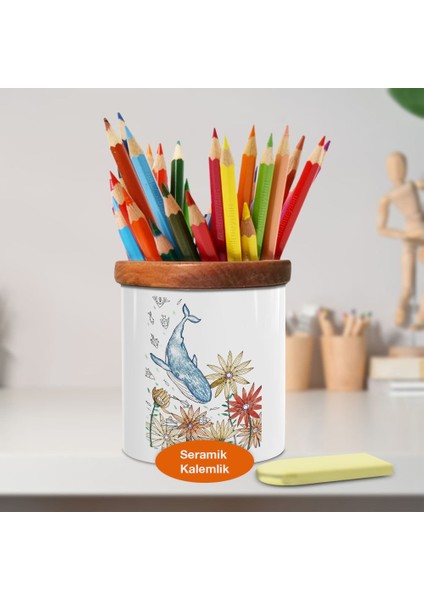 Deniz Canlısı Balık Ahşap Seramik Kalemlik - 995560715196