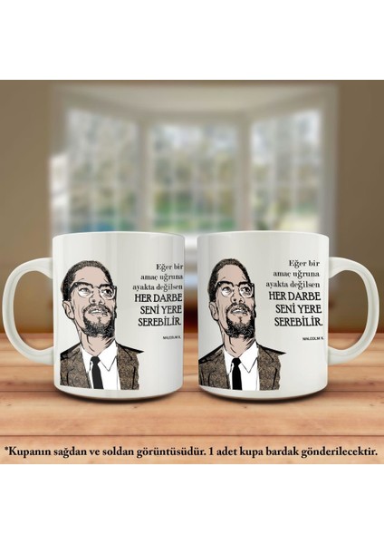 Asil Hediyelik Çift Yön Renkli Baskılı Malcolm x - Sözleri Kupa Bardak Kb4