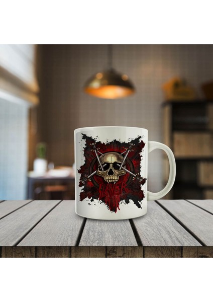 Slayer Skull Baskılı Kupa Bardak - Hediyelik