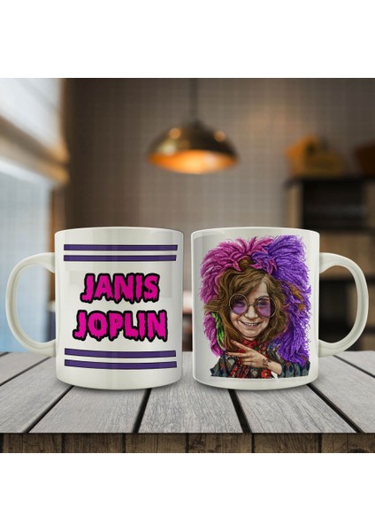 Sanatçı Janis Joplin Resim Baskılı Hediyelik Kupa Bardak