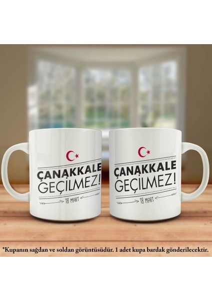 Asil Hediyelik Çift Yön Renkli Baskılı Çanakkale Zaferi 102. Yıldönümü Kupa Bardak
