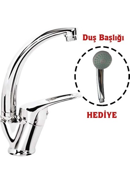 Mix Kuğu Banyo Batarya + Duş Başlığı Hediyeli