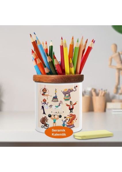 Eğlence Merkezi Sirk- Panayır Ahşap Seramik KALEMLIK-12716