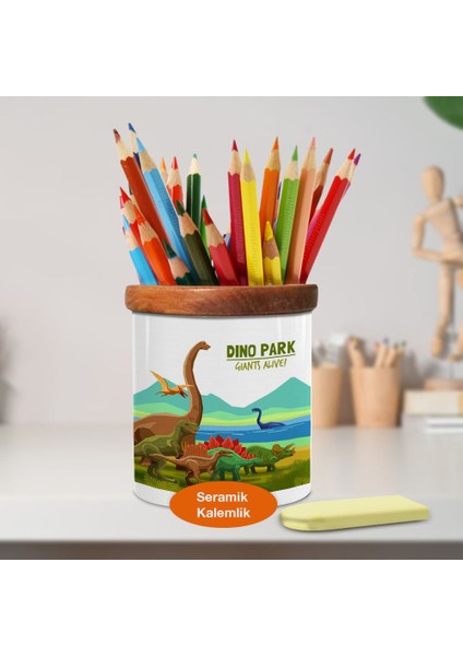 Eski Dönem Dinozorları Seramik Kalemlik -1284-16885