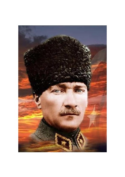 Kalpaklı Atatürk Poster Cephe Bayrak -300X450CM - 3x4,5 Metre