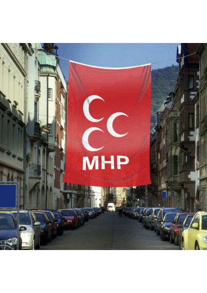 Bozkurt Hilal Kırmızı Sancak Bayrak Mhp Üç Hilal Sancağı (400X600 Cm)