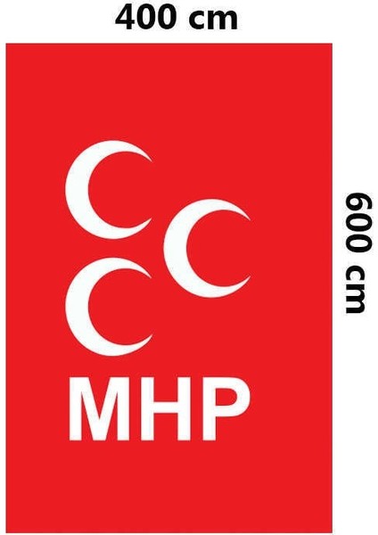Bozkurt Hilal Kırmızı Sancak Bayrak Mhp Üç Hilal Sancağı (400X600 Cm)