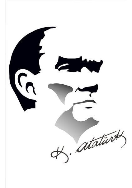 Siyah - Beyaz Mustafa Kemal Atatürk Silüeti Poster Bayrak - 400X600 Metre fiyatları