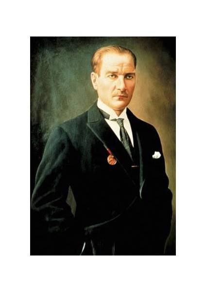 Şık Takım Elbiseli Sivil Gazi Mustafa Kemal Atatürk - Portre Cephe Poster Bayrak-4x6 Metre