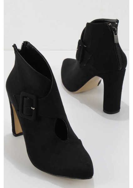 Siyah Süet Kadın Bot & Bootie K02926061902