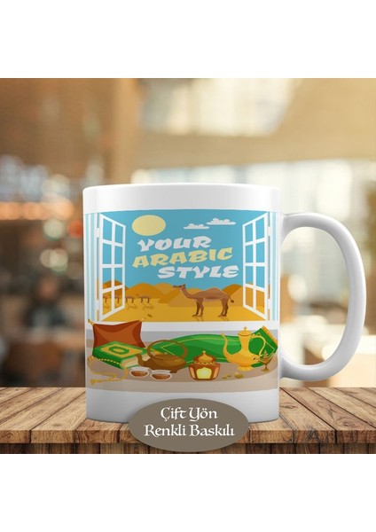 Arabistan Çölünde Gezen Develer Kupa Bardak HEDIYELIK-5561