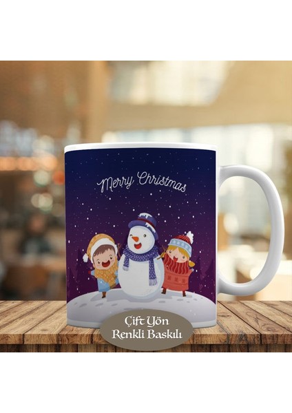 Merry Christmas Yazılı Kardan Adam Kupa Bardak HEDIYELIK-5268366