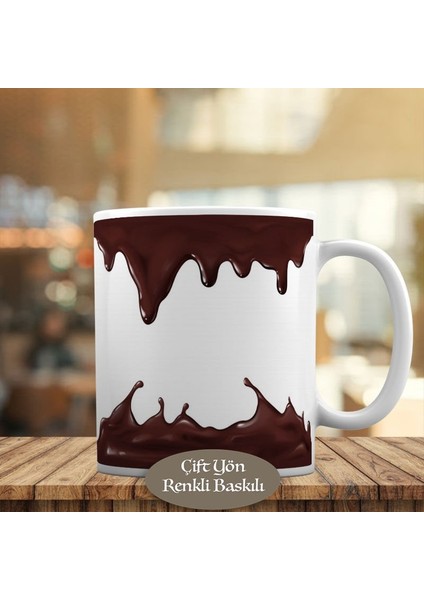 Akışkan Çikolata Damlaları Baskılı Kupa Bardak HEDIYELIK-510