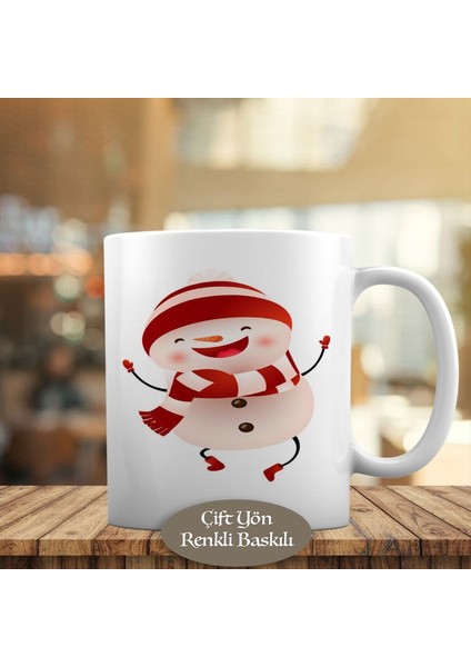 Sevinçli Şapkalı Kardan Adam Kupa Bardak HEDIYELIK-1262-16825