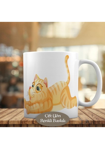 Sarı Tüylü Sevimli Kedicik Meow Kupa Bardak HEDIYELIK-19322