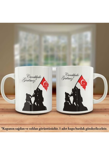 Asil Hediyelik Çift Yön Renkli Baskılı Çanakkale Zaferi Çanakkale Geçilmez Kupa Bardak