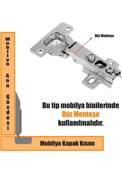 Star Mobilya Dolap Kapak Menteşesi Düz Tas Mentese (1 Çift)