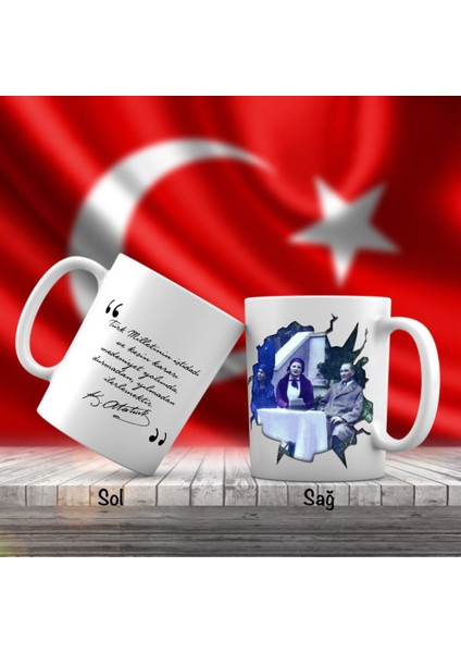 Asil Hediyelik Mustafa Kemal Atatürk - Afet Inan - Atatürk'ün Sözleri -Kupa Bardak