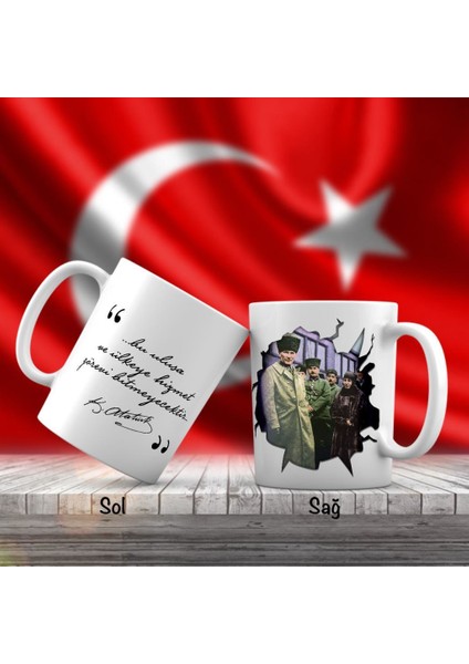 Asil Hediyelik Askerler ve Kalpaklı Mustafa Kemal Atatürk - Atatürk'ün Sözleri -Kupa Bardak