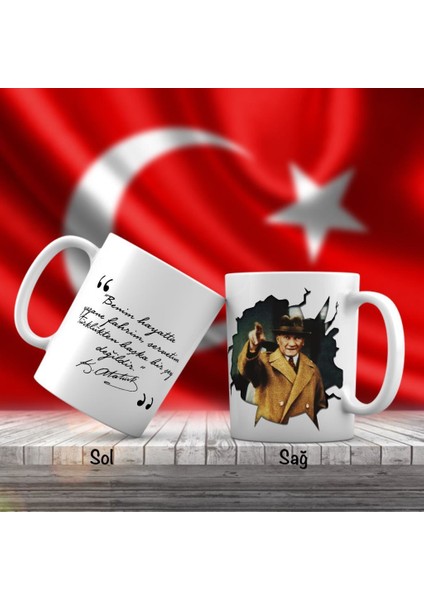 Asil Hediyelik Modern Kıyafet Giyimli Mustafa Kemal Atatürk - Atatürk'ün Sözleri -Kupa Bardak