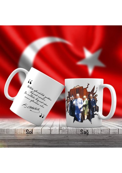 Asil Hediyelik Modern - Takım Elbiseli Mustafa Kemal Atatürk - Atatürk'ün Sözleri -Kupa Bardak